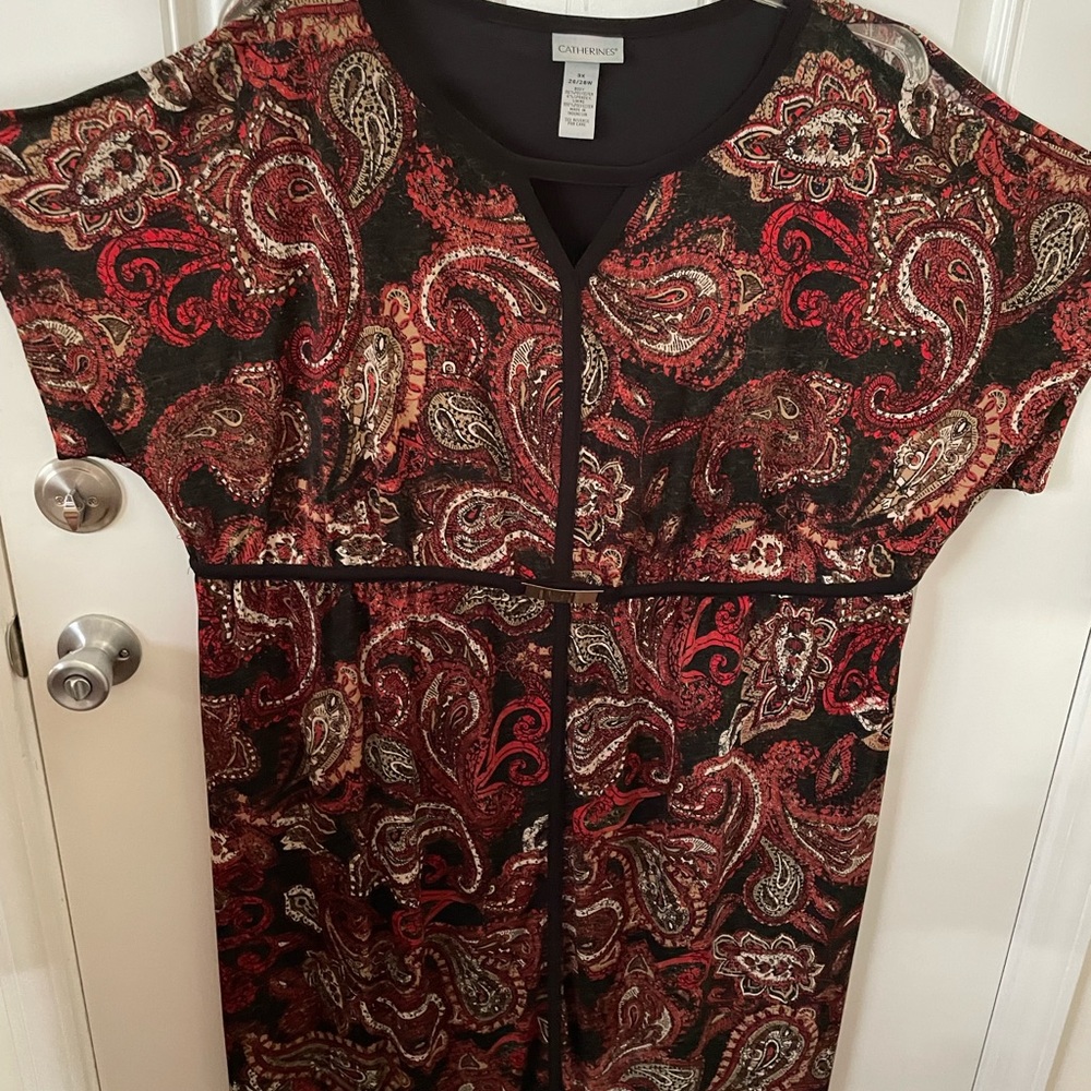 Catherine’s Plus 3x Black And Rust Short Sleeved … - image 2